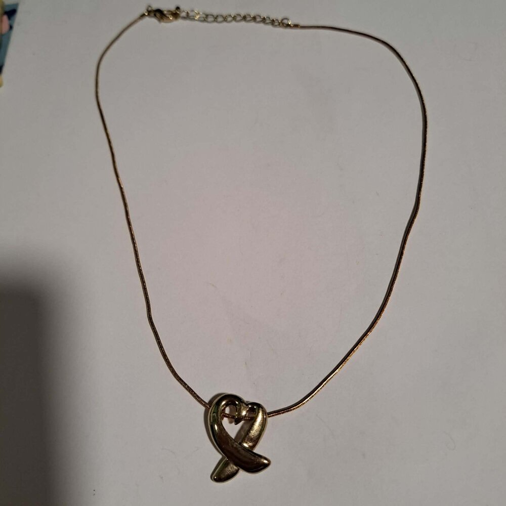 gold tone awareness ribbon necklace